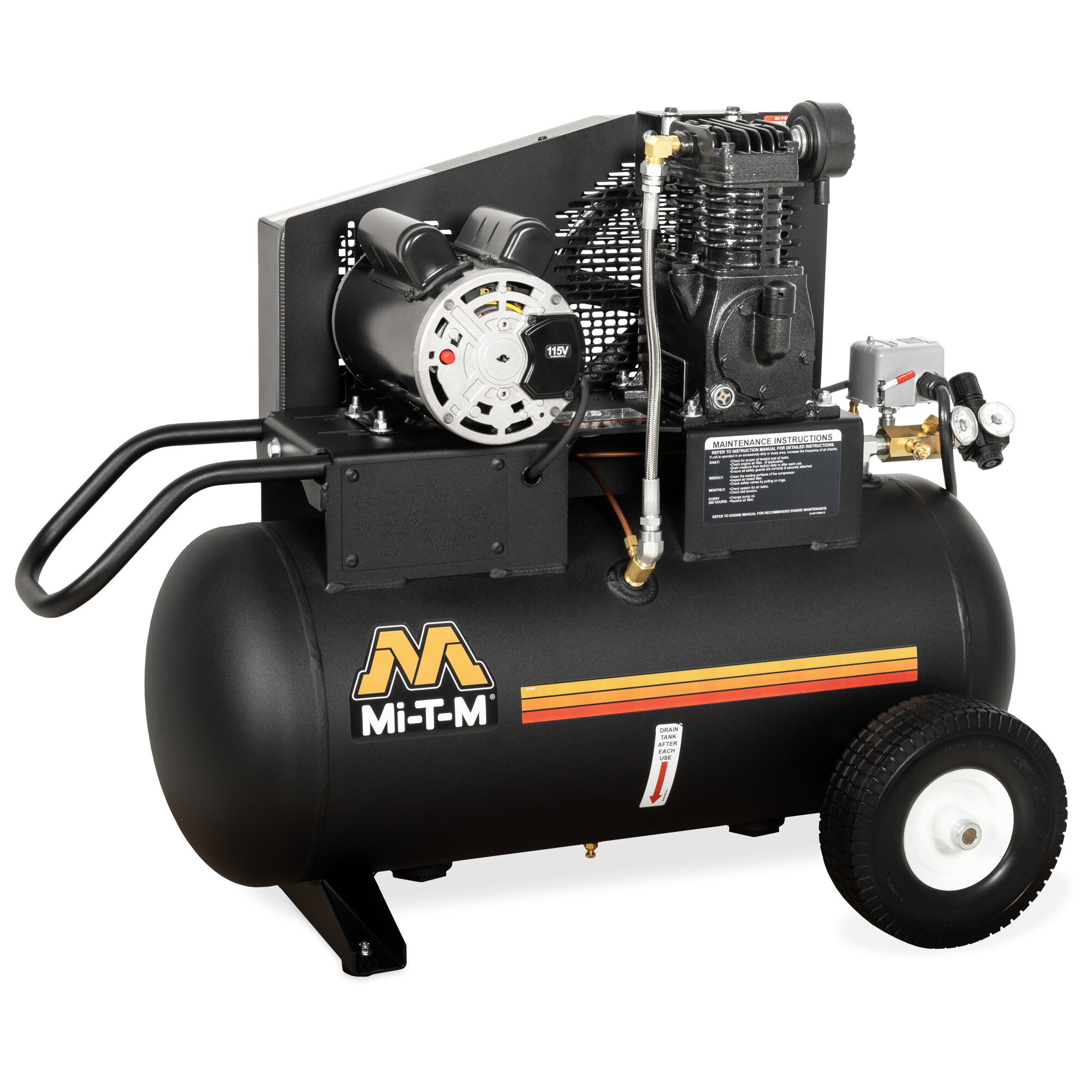 Mi-T-M Portable Industrial Single Stage Electric Belt Drive Air Compressor — 20-Gallon, Model# AM1-PE15-20M